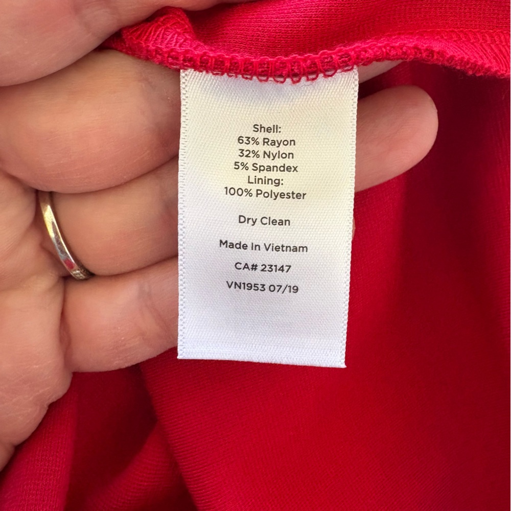 Talbots Solid Red Flounce Sleeve Ponte Sheath Dre… - image 5